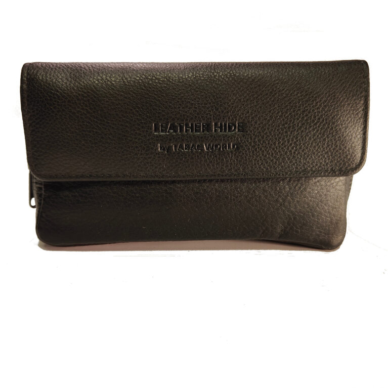 Genuine Black Leather Hide Pipe and Tobacco Pouch by Tabac World